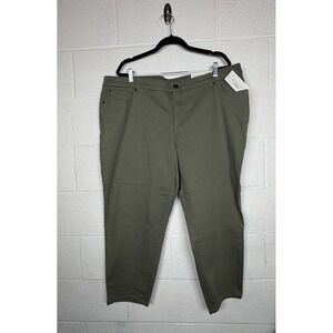 CJ Banks Signature Slimming Ankle Pants 24W Olive Green NWT Stretch